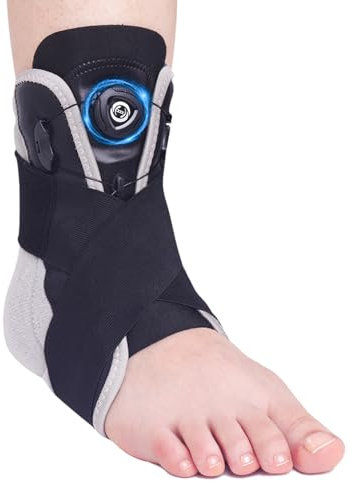 COMFORCE Knöchelbandage für rechts links, verstellbare Sprunggelenkbandage mit Drehknopf Stabilisierung für verstauchte Knöchel, Sprunggelenk schiene，Fußmanschette Sehnenentzündung, Fersensporn- M