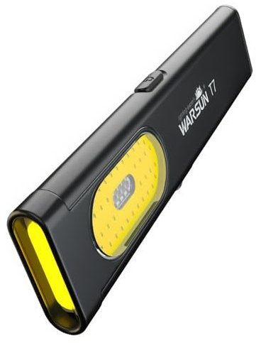 WARSUN T7 Pro EDC Torch, 400 Lumens Compact Pocket Flashlight, USB-C Rechargeable, IPX4 Water Resistant, Dual Material Body, Red & Blue Strobe Light (1, Black)