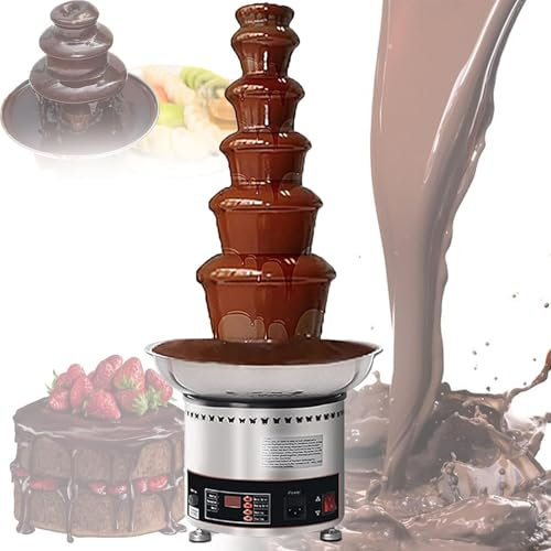 RayGenius Fuente De Chocolate, Fuente De Chocolate EléCtrica De 4/5/6/7 Niveles, Fundidor De Acero Inoxidable para Cocinar, Comercial, Hogar, Bodas.,4Layers