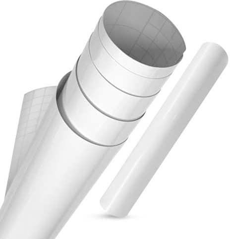 vgoltd Furniture Stickers Gloss Self Adhesive Vinyl Wrap Sticky Contact Paper Roll for Kitchen Countertop Cupboard Cabinets Wardrobe & Tabletops (White, 60 x 500 cm)