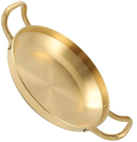 Stainless Steel Seafood Rice Pot Paella Pan Picnic Snack Plates Saucepan Dry Pots with Handle for Home Kitchen Cooking