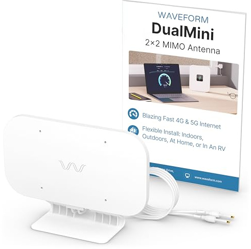 Waveform DualMini: Low-Profile 2x2 MIMO Window Antenna | Omnidirectional 4G/5G Routers & Hotspots | for Netgear M5 (MR5200) & M6 (MR6150 & MR6550), Orbi, Vodafone | Homes and RVs | Antenna Only