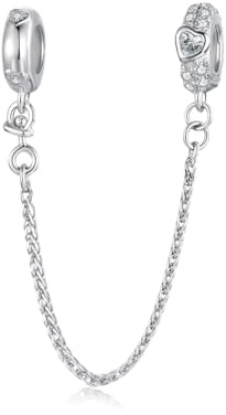 Herz Sicherheitskette für Pandora Armbänder, 925 Sterling Silber Sicherheitskette mit Silikonkern