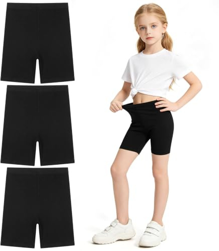 Wareet Girls Shorts Cycling Short Leggings Sports Cotton Summer Stretchy Dancing Bike Pants (UK, Age, 12 Years, 13 Years, Regular)