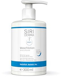 SIRIDERMA Waschlotion | Basisches Waschgel für Gesicht, Hände und Körper | Auch bei trockener Haut und Neurodermitis (ohne Parfum, 300 ml)