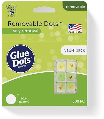 Glue Dots, Removable Dots Value Pack, Double-Sided, 1/2, .5 Inch, 600 Dots, DIY Craft Glue Tape, Sticky Adhesive Glue Points, Liquid Hot Glue Alternative, Clear