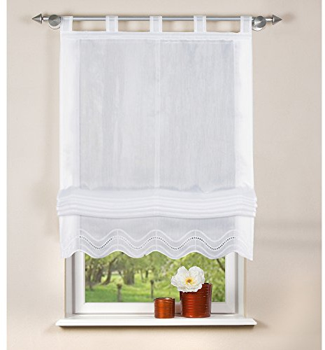 Home fashion 79252-801 Raffrollo, Batist, 140 x 120 cm, weiß
