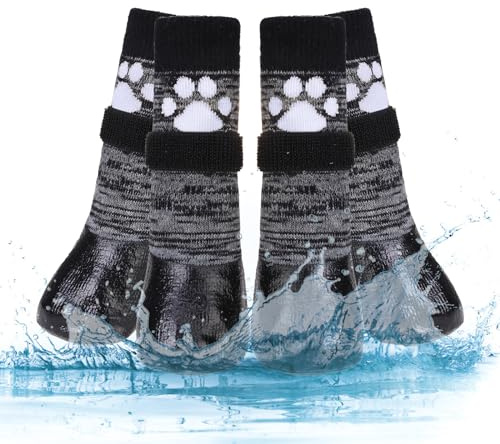 Dog Socks Anti Slip with Straps Traction Control Waterproof Paw Protector, L by KOOLTAIL
