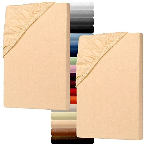 MYNE Spannbettlaken 70x140 cm 2er Pack Apricot für Kinder Baby - hautfreundliches & atmungsaktives Spannbetttuch aus 100% Baumwolle mit Rundumgummi gegen Verrutschen - ÖkoTex100