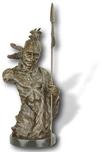 Bronsfigur indisk krigare överkropp brons skulptur staty antik stil 48 cm