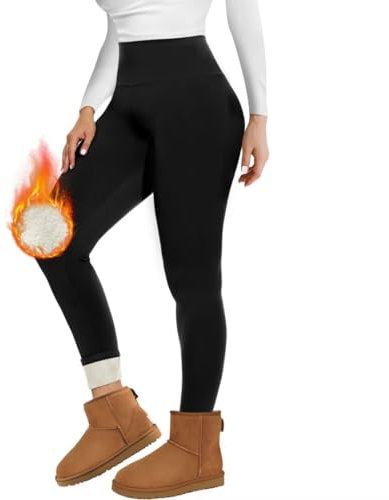 Missluck Thermo Leggings Damen Gefüttert Thermoleggings Verdickte Plüsch Thermohose Fleece Leggins Warme im Winter,Schwarz,M