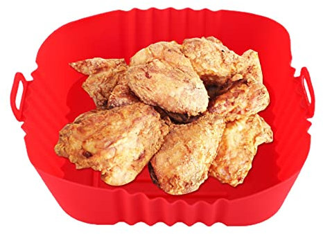Olla de Silicona para freidora de Aire, Bandeja de Silicona para freidora de Aire, Segura para Alimentos con asa, reemplazo Reutilizable para Revestimiento de Papel pergamino, Accesorios