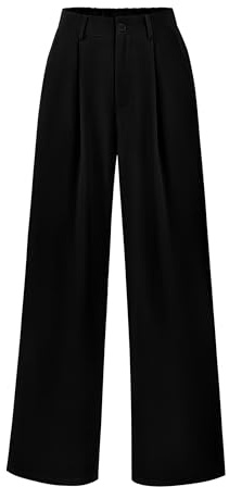 PRETTYGARDEN Wide Leg Pants for Women Trendy 2026 Fall High Waisted Business Casual Outfits Work Pant Trousers (Black,Large)