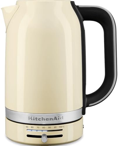 KitchenAid Wasserkocher mit Temperatureinstellung von 50 bis 100°C | Teekocher mit Temperaturanzeige und Kalkfilter 1,7L | Electrisch 2400 Watt (Crème)