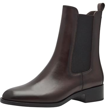 Tamaris Botines Chelsea para Mujer, Piel, Cómodos, Caoba, 38 EU