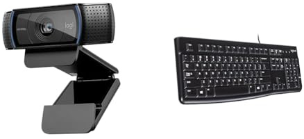 Logitech C920 Hd Pro Webcam, Videochiamata Full Hd 1080P/30Fps, Audio Stereo, ‎Funziona Con Skype & K120 Tastiera con Cavo per Windows, USB Plug-and-Play, Dimensioni Standard