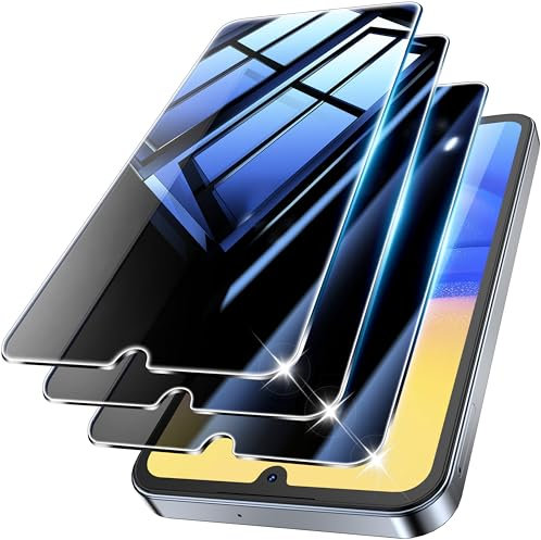Tentoki Pellicola privacy per Samsung Galaxy A15 4G/5G, protezione schermo senza bolle d'aria, 3 Pezzi Vetro Temperato, [copertura completa] [25° protezione della privacy]