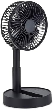 Livoo - Ventilateur de bureau pliable et rechargeable DOM510N - Ø 15 cm, 4 vitesses, minuterie 1 à 8h, nomade, 11h d'autonomie, temps de charge 3.5h, Noir