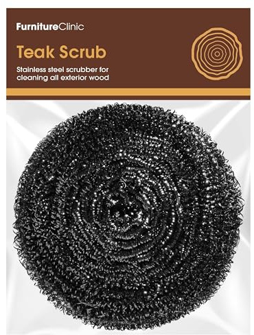 Furniture Clinic Teak Scrub - For Outdoor Wood Furniture, Boats, & Shower Benches - Cleaning - 100% Stainless Steel - Remove Dirt, Stains, & Greying from Weathered Wood