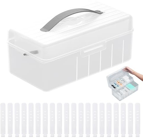 Pilikoll G Double Layer Cable Organizer Box with Lid Multifunctional Cable Storage Organizer with 20 Cable Ties Double Layer Dustproof Cable Box with Compartments for Headphones, Chargers, Cables