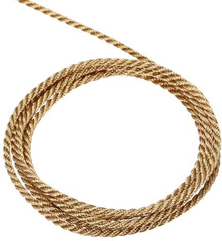 QUARKZMAN Packsnöre, 1 mm x 5 m, 3 trådar, polypropen, flätat rep, snöre för hantverk, presentpåse, gardin, rep, juldekoration, snöre, djupt guld