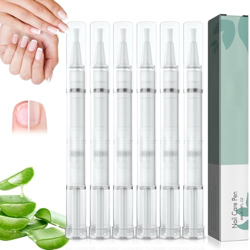 Nail Care Pen, 6 penne per la cura delle unghie, con olio di tea tree, aloe vera e vitamina E, per unghie e piedi curati