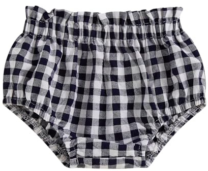 XIXIMAON Baby Bloomers Pack of 3 Girls Underwear Nappy Cover Knickers 3-18M | Plaid Print Elastic Waist Triangle Shorts Cotton Diaper Covers Infant Baby Frilly Knickers Girls Briefs Spring Summer Panties