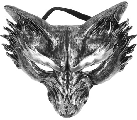 TOPPERFUN Masque de renard de fête demi-masque de loup masque effrayant masque de crâne d'animal masque de loup-garou pour enfants mascarade hommes masque viking masque animal mousse PU Noir