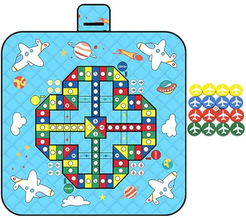 GZBMEZS Tappetino da gioco all'aperto per cortile, coperta da picnic all'aperto con pezzi di scacchi, portatile pieghevole a 3 strati, gioco da tavolo per bambini, per campeggio, picnic, spiaggia