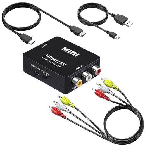 Wonlyus HDMI to RCA Converter with RCA and HDMI Cable, 1080P HDMI to AV 3RCA CVBs Composite Video Audio Adapter Supports PAL/NTSC for TV Stick, Apple TV, PC, Laptop, Xbox, DVD