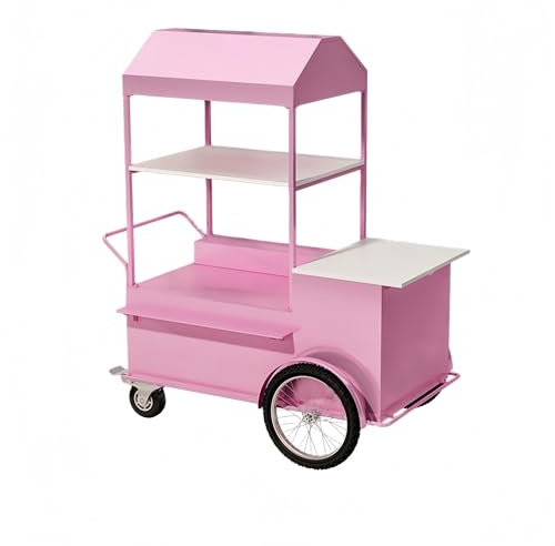 Carrito de venta y exhibición de varios niveles, carrito de hierro forjado resistente, ideal para zonas escénicas, mercados y calles peatonales