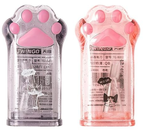 2Pcs Pink&Grey Cute Cat Paw Pencil Sharpener, Kawaii School Supplies Student Prize Kids Gift Pencil Sharpener Cat Schools Supplies for Kids Girls Lovers Office Home Pencil Sharpeners