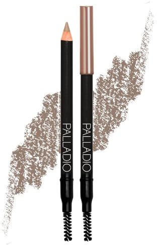 Palladio Brow Pencil, Creates Hair Like Lines, Fills Brows, Attached Brush Softens Pencil Strokes, Natural Appearance, Enhances Eyebrows, Long Lasting, Ultra Precise, Taupe