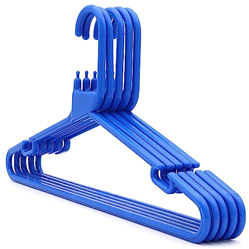 The Hanger Store 100 Blue Plastic Heavy Duty Coat Hangers for Clothes | Strong Coat hangers, Adult Coat Hangers with Trouser Bar and Notches Suitable for Jackets, Suits, T-Shirts, Trousers