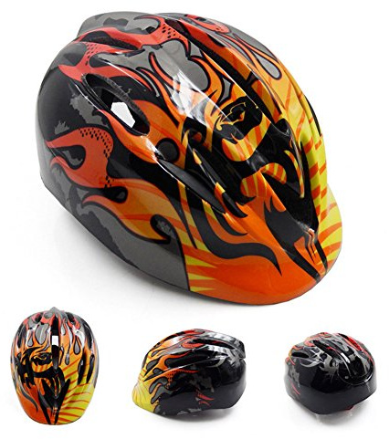 Candora Children Minie Riding Helmets Ride Headgear Safety Bike Kids Bike Bicycle Cycling Riding Protective Helmet (Black Flame)