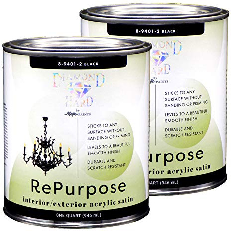 Majic Paints Interior/Exterior Satin Paint, RePurpose your Furniture, Cabinets, Glass, Metal, Tile, Wood and More, Black, 2-Quart