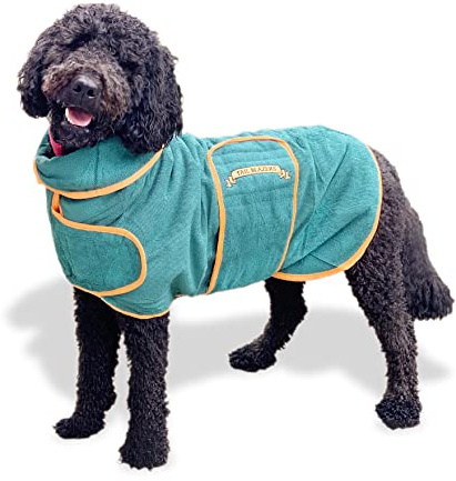TAIL BLAZERS Absorbent Dog Drying Coat Towel Robe (S/Green)