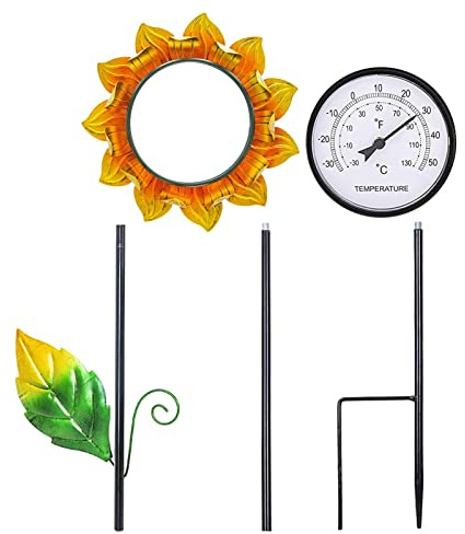 Thermomètre d'extérieur avec piquet en métal | Thermomètres d'extérieur pour terrasse | Thermomètre extérieur décorations de jardin pour patio cour A/a