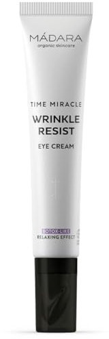 MADARA Organic Skin Care TIME MIRACLE Wrinkle Resist Eye Cream – Feuchtigkeitsspendende, straffende Anti-Aging-Augencreme mit Hyaluronsäure und Birkenwasser, reduziert Falten und feine Linien, 20 ml