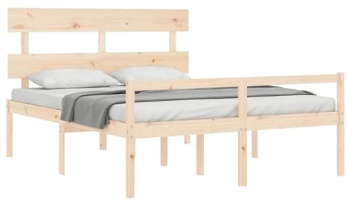vidaXL Letto per Anziani con Testiera 160x200 cm in Legno Massello