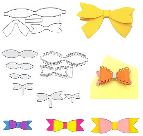 Metal 3 Sets 3D Bows Bowties Bowknot Die Cuts Cutting Dies Embossing Stencils Template Mould for Card Making Decoration and DIY Scrapbooking Album
