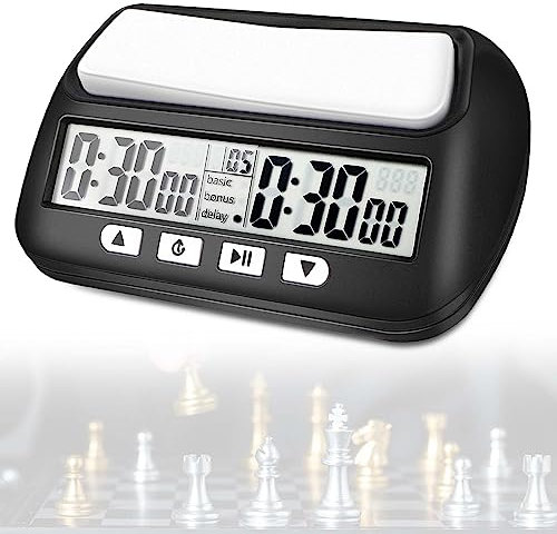 Mkitnvy D'échecs Horloge D'échecs Numérique Professionnelle avec Alarme Portable avec Fonctions De Base, De Retard Et De Temps Positif pour Maison et Tournois