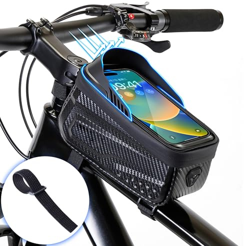 Bike Bag,LLTTLTMM,Bicycle Bag Waterproof,Long Extension Strap, Top Tube Bag Under 7, Large Capacity, Touch Screen Compatible
