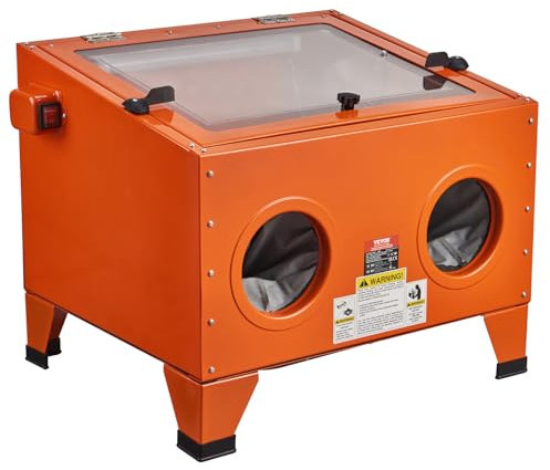 VEVOR Armadietto per Sabbiatura da 25 Galloni, 40-120PSI, Sabbiatrice in Acciaio Resistente con Pistola per Sabbiatura e 4 ugelli in Ceramica per Rimozione di Vernice, Macchie e Ruggine