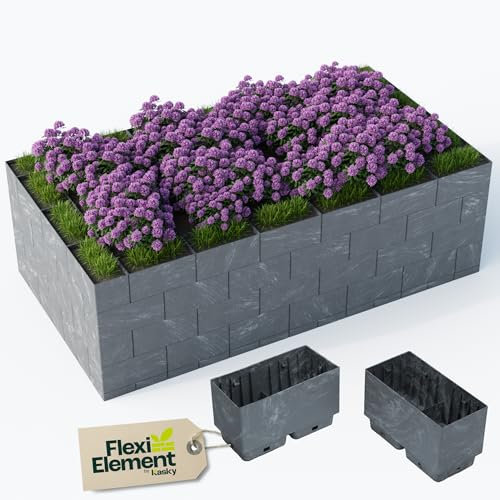 Flexi Element Hochbeet 100 x 75 x 39 cm, 36 Teile Bausatz - Spielerischer Baukasten aus Bauklötzen - Einfache Montage, recycelter Kunststoff, extrem Lange Lebensdauer, 20 Jahre Garantie