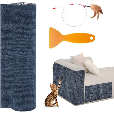 40 * 200cm Tapis à gratter Autocollant pour Chat griffoir griffoir Mur à griffer pour protéger Les Tapis Le canapé la Protection des Meubles Tapis Support pour Chats, poignée en Bois, Tour pour Chats