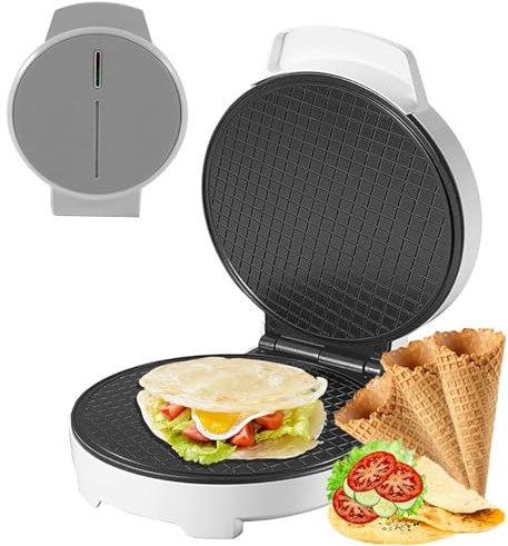 Máquina Eléctrica Para Conos De Gofres, Máquina Para Hacer Conos De Helado Comercial De 1000 W Con Bandeja Para Hornear Antiadherente Y Luz Indicadora, Calefacción De Doble Cara Para Chef Casero