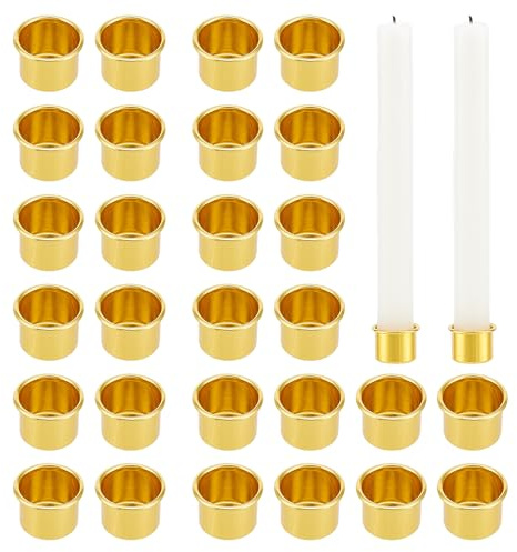 NICENEEDED 30 pz Portacandele Tazze, Portacandele in Alluminio Dorato Protezioni Antigoccia per Candele Vuote Raccoglitori per Gocce di Cera, Contenitore per Candele Decorative