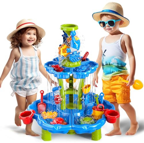 Doloowee Water Table for Toddler, Sand & Water Play Table Beach Toys Summer Outdoor Toys Garden Toy for Boys Girls 3 4 5 6 Years Old