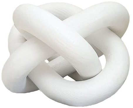 EMINGSKY 3 Link Wood Knot Decor,Wood Knot Chain Link Boho Decor,Wooden Hand Carved Coffee Table Decorative Wooden Links Knots for Home Living Room Bedroom Modern Farmhouse Shelf (White)